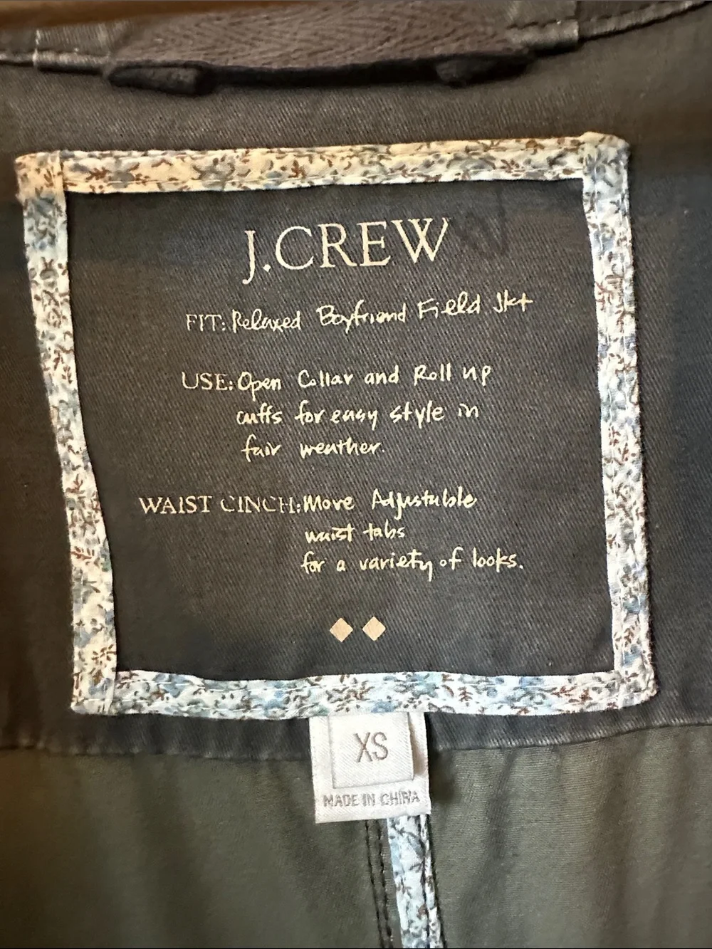 J. Crew Gunmetal Gray Boyfriend Field Jacket  Women's XS